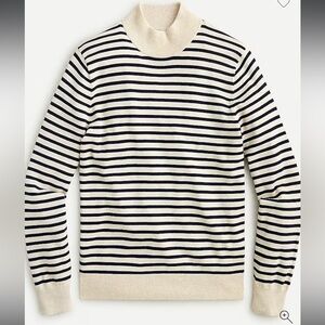 Cotton mock-neck sweater in stripe